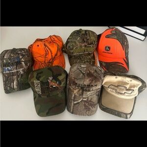 7 Camo and Orange Hunting Hats Set